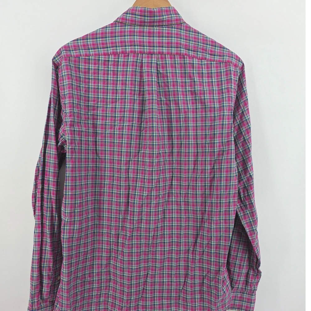 Ralph Lauren Mens Medium Pink Plaid Button Down Shirt Long Sleeve Cotton - Picture 7 of 9